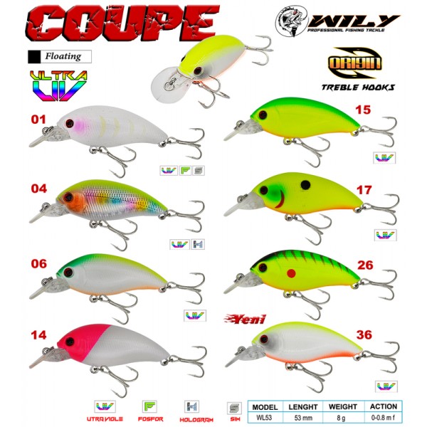 Wily Coupe 5,3 cm Maket Balık 8 gr (0-0.8M)