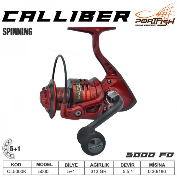 Portfish Calliber 5000  fd Olta Makinası 2+1 bb - Kırmızı
