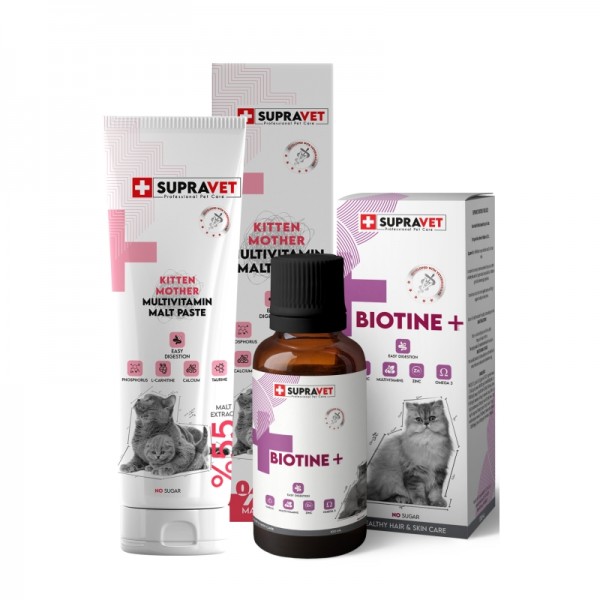 Set-2 Anne Yavru Kedi Malt Macunu 100 Gr + Biotine Tüy Dökülmesi Engelleyici Damla 100 Ml